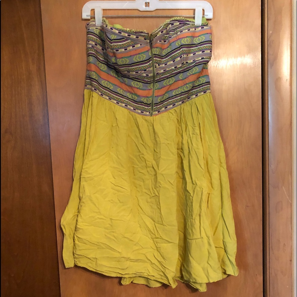Lime green strapless dress